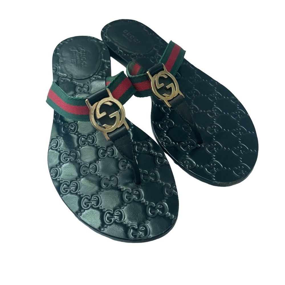 Gucci Black Web Logo Strap Sandals Size 39